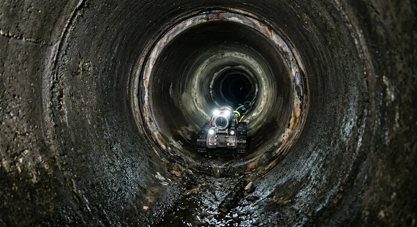 Robotic sewer camera inspecting pipe interior for Drain Snake Service in Magnolia